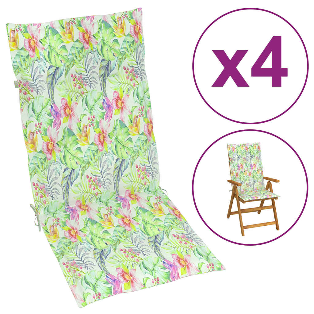 Gartenstuhlauflagen 4 Stk. Blattmuster 120x50x3 cm