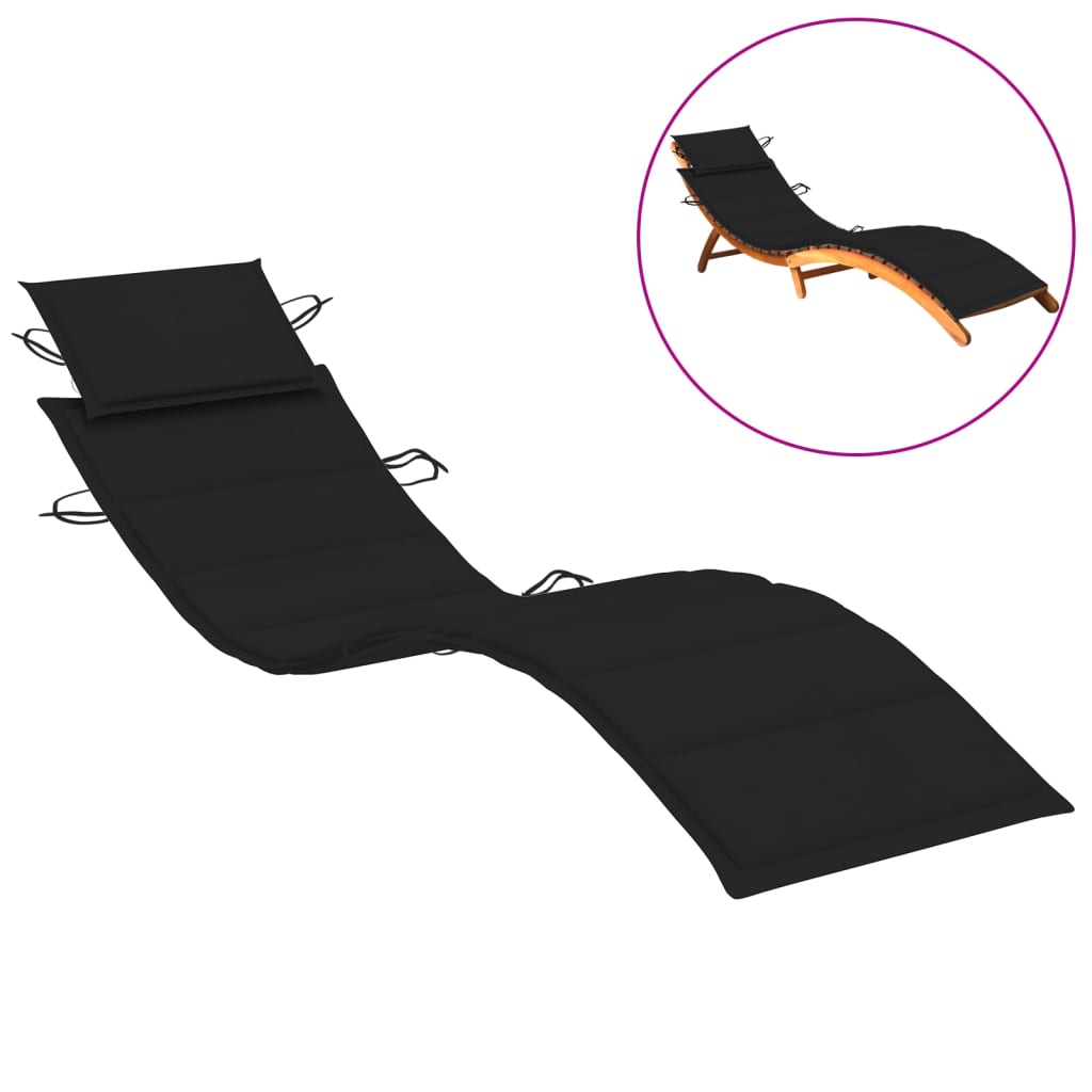 Sonnenliegen-Auflage Schwarz 186x58x3 cm Oxford-Gewebe