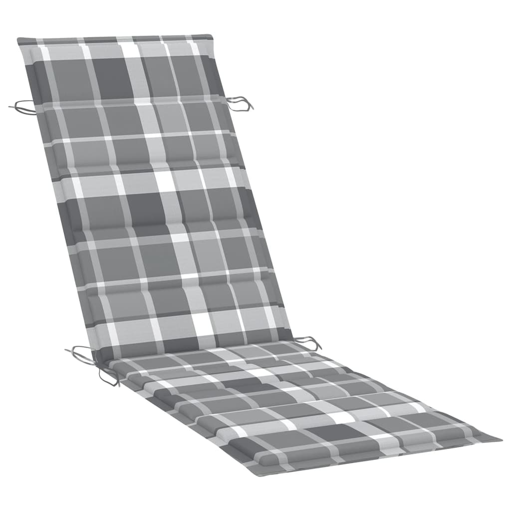 Sonnenliegen-Auflage Grau Karomuster 186x58x3 cm