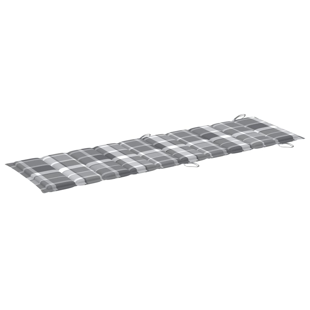 Sonnenliegen-Auflage Grau Karomuster 186x58x3 cm