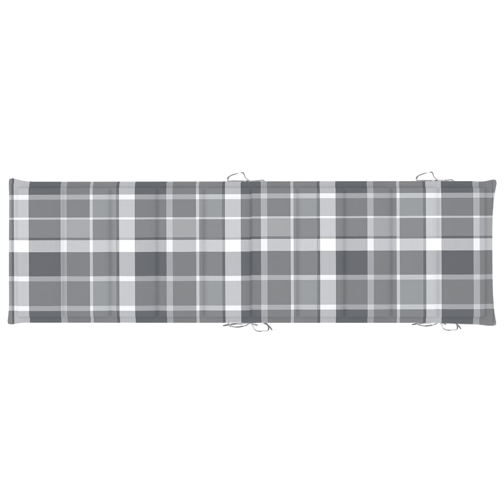 Sonnenliegen-Auflage Grau Karomuster 186x58x3 cm