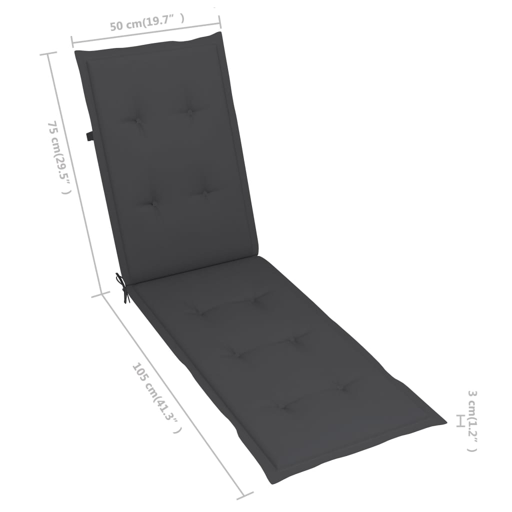 Liegestuhl-Auflage Anthrazit (75+105)x50x3 cm