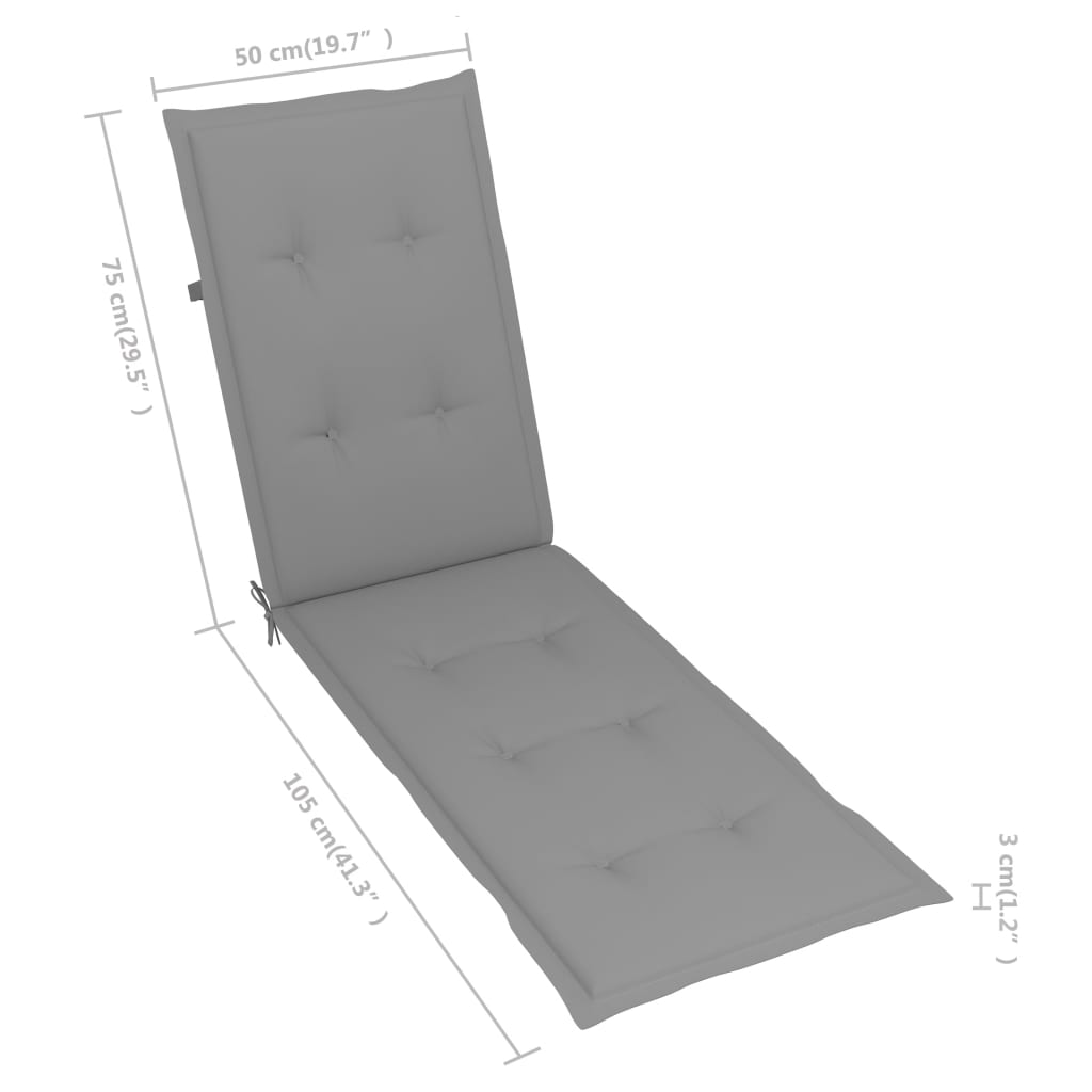 Liegestuhl-Auflage Grau (75+105)x50x3 cm