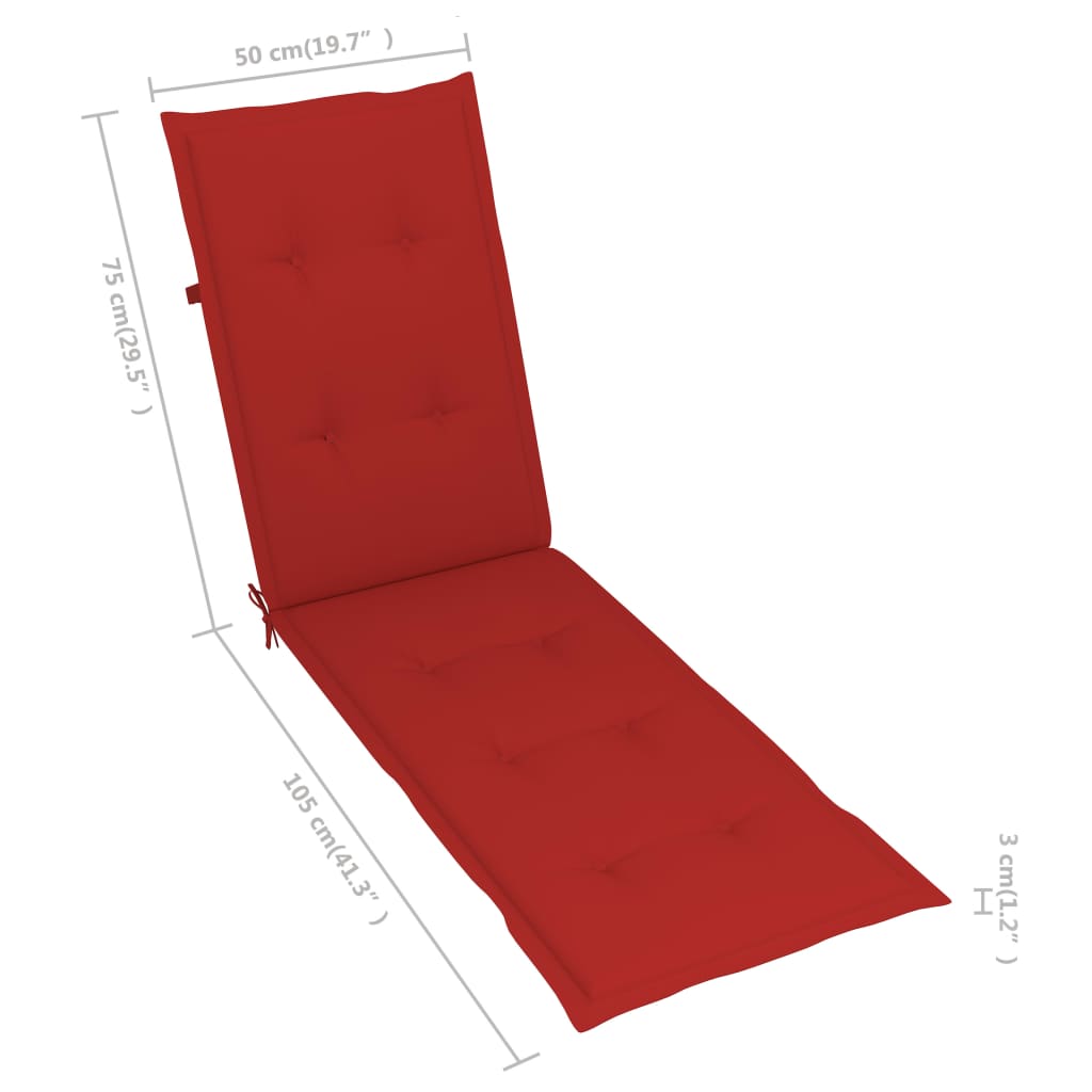 Liegestuhl-Auflage Rot (75+105)x50x3 cm