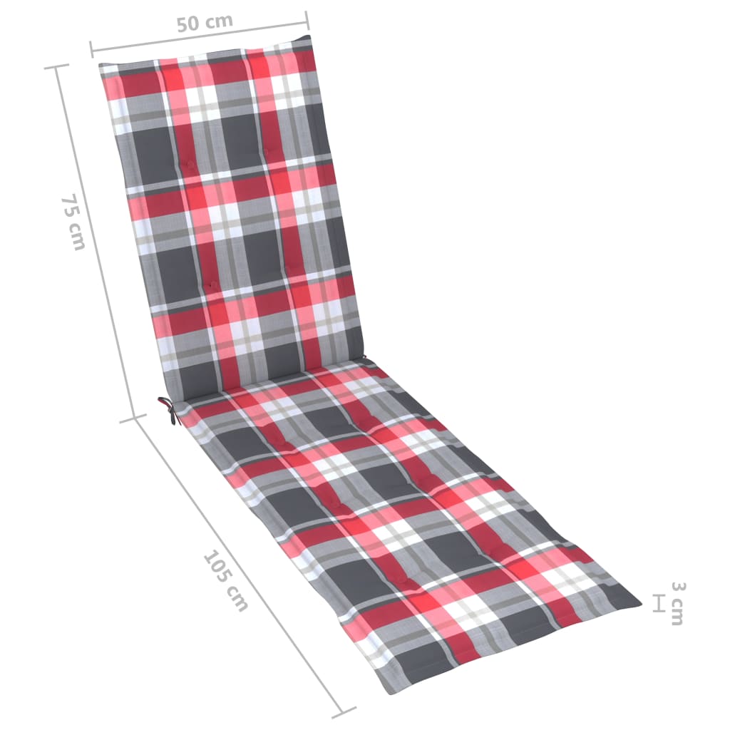 Liegestuhl-Auflage Rotes Karomuster (75+105)x50x3 cm