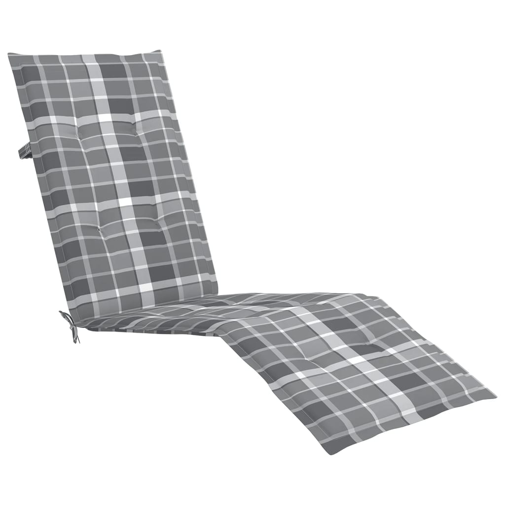 Liegestuhl-Auflage Grau Karomuster (75+105)x50x3 cm