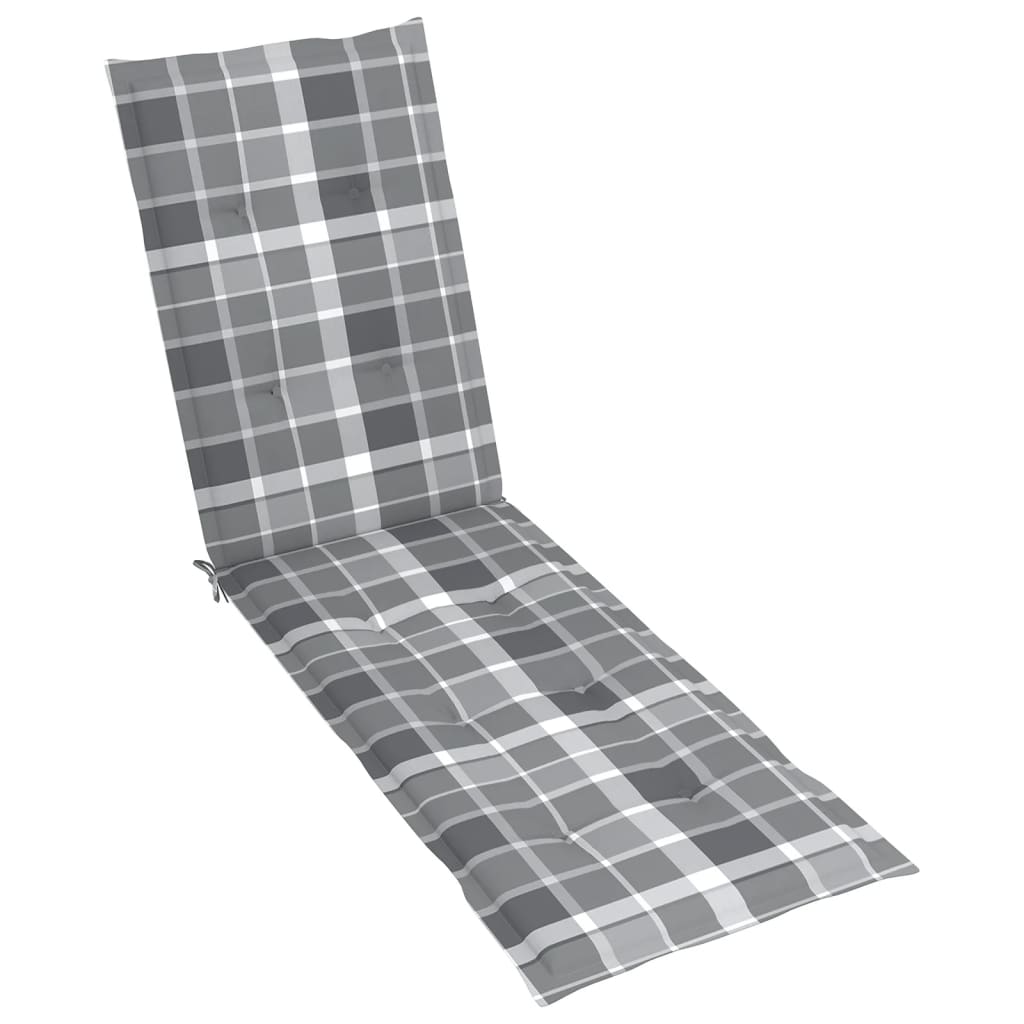Liegestuhl-Auflage Grau Karomuster (75+105)x50x3 cm