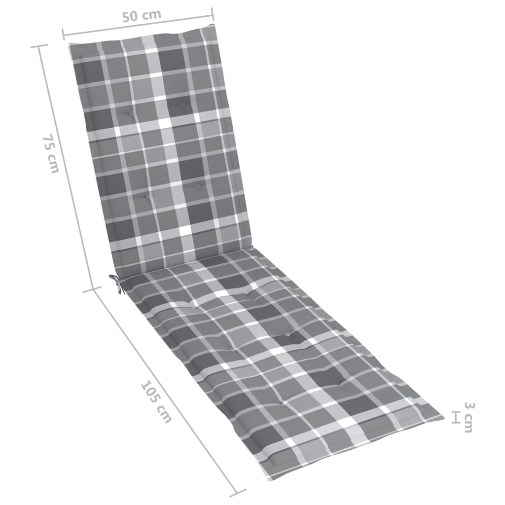 Liegestuhl-Auflage Grau Karomuster (75+105)x50x3 cm
