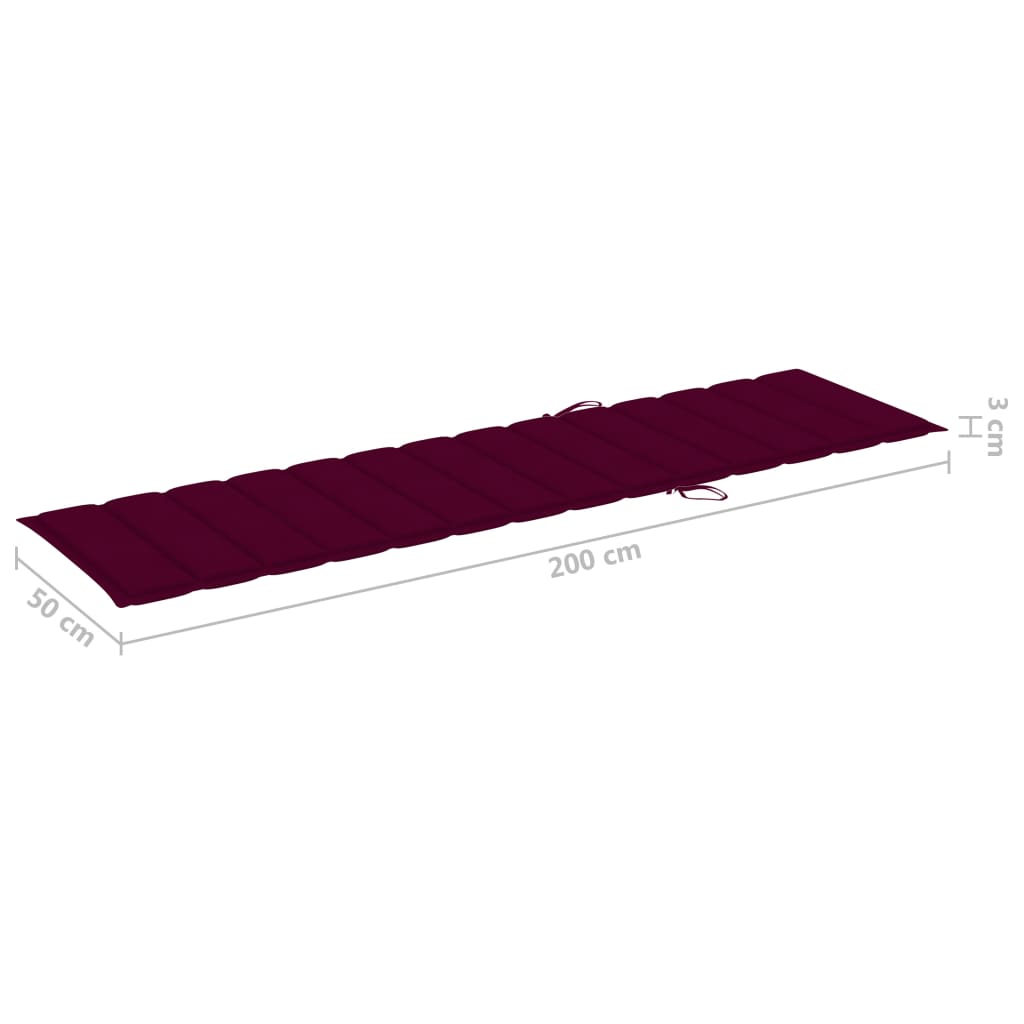 Sonnenliegen-Auflage Weinrot 200x50x3 cm Stoff