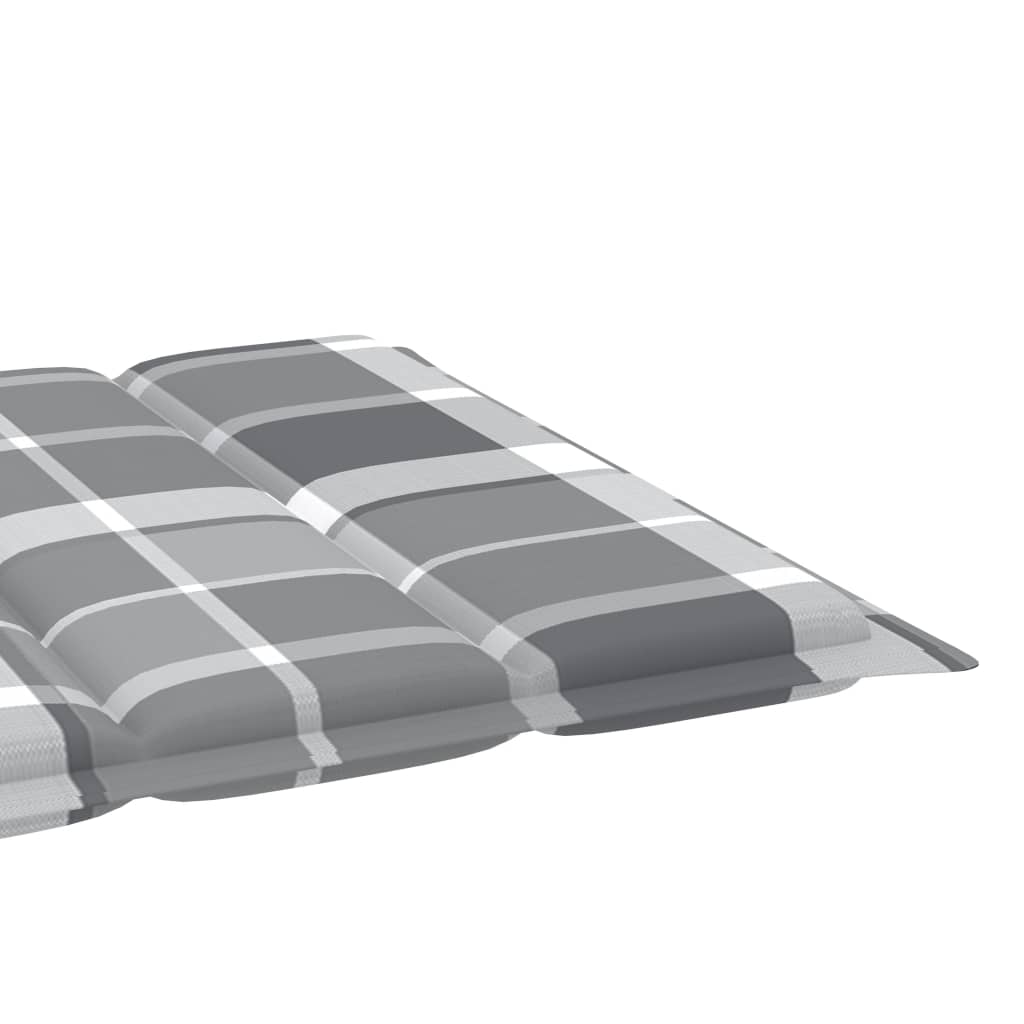 Sonnenliegen-Auflage Grau Karomuster 200x50x3 cm Stoff