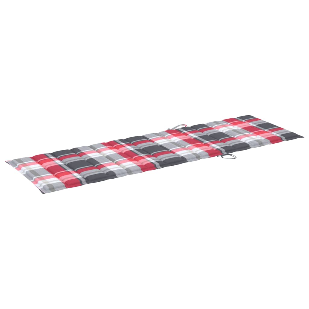 Sonnenliegen-Auflage Rot Karomuster 200x60x3 cm Stoff