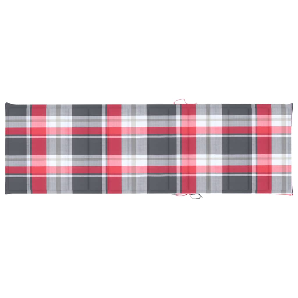 Sonnenliegen-Auflage Rot Karomuster 200x60x3 cm Stoff