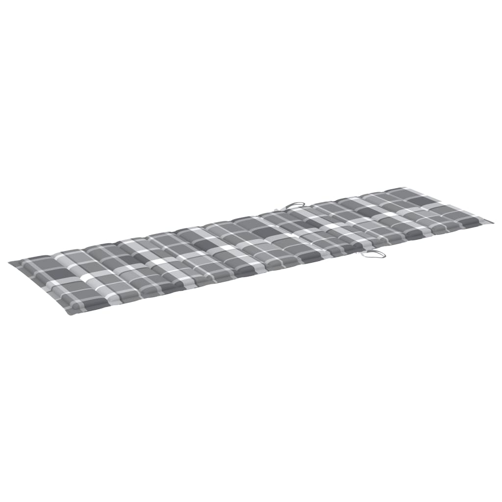 Sonnenliegen-Auflage Grau Karomuster 200x60x3 cm Stoff