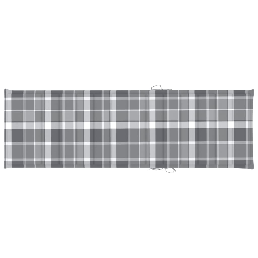 Sonnenliegen-Auflage Grau Karomuster 200x60x3 cm Stoff
