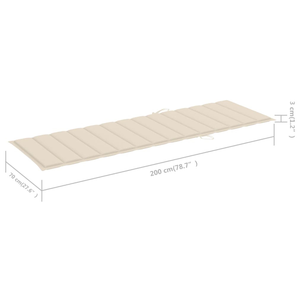 Sonnenliegen-Auflage Creme 200x70x3 cm Stoff