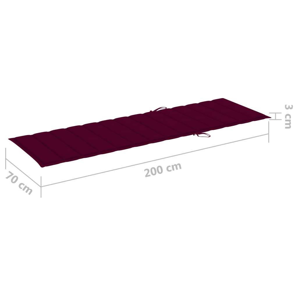 Sonnenliegen-Auflage Weinrot 200x70x3 cm Oxford-Gewebe