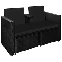 Thumbnail for 3-tlg. Garten-Lounge-Set mit Auflagen Poly Rattan Schwarz