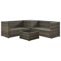 Thumbnail for 4-tlg. Garten-Lounge-Set mit Auflagen Poly Rattan Grau