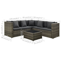 Thumbnail for 4-tlg. Garten-Lounge-Set mit Auflagen Poly Rattan Grau