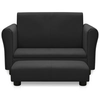 Thumbnail for Kindersofa mit Hocker Schwarz Kunstleder