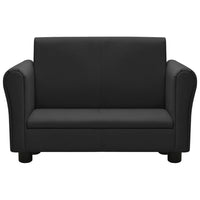 Thumbnail for Kindersofa mit Hocker Schwarz Kunstleder