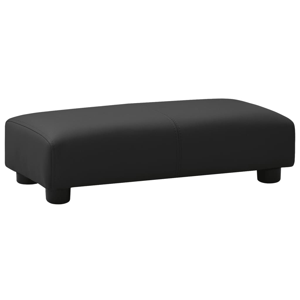 Kindersofa mit Hocker Schwarz Kunstleder