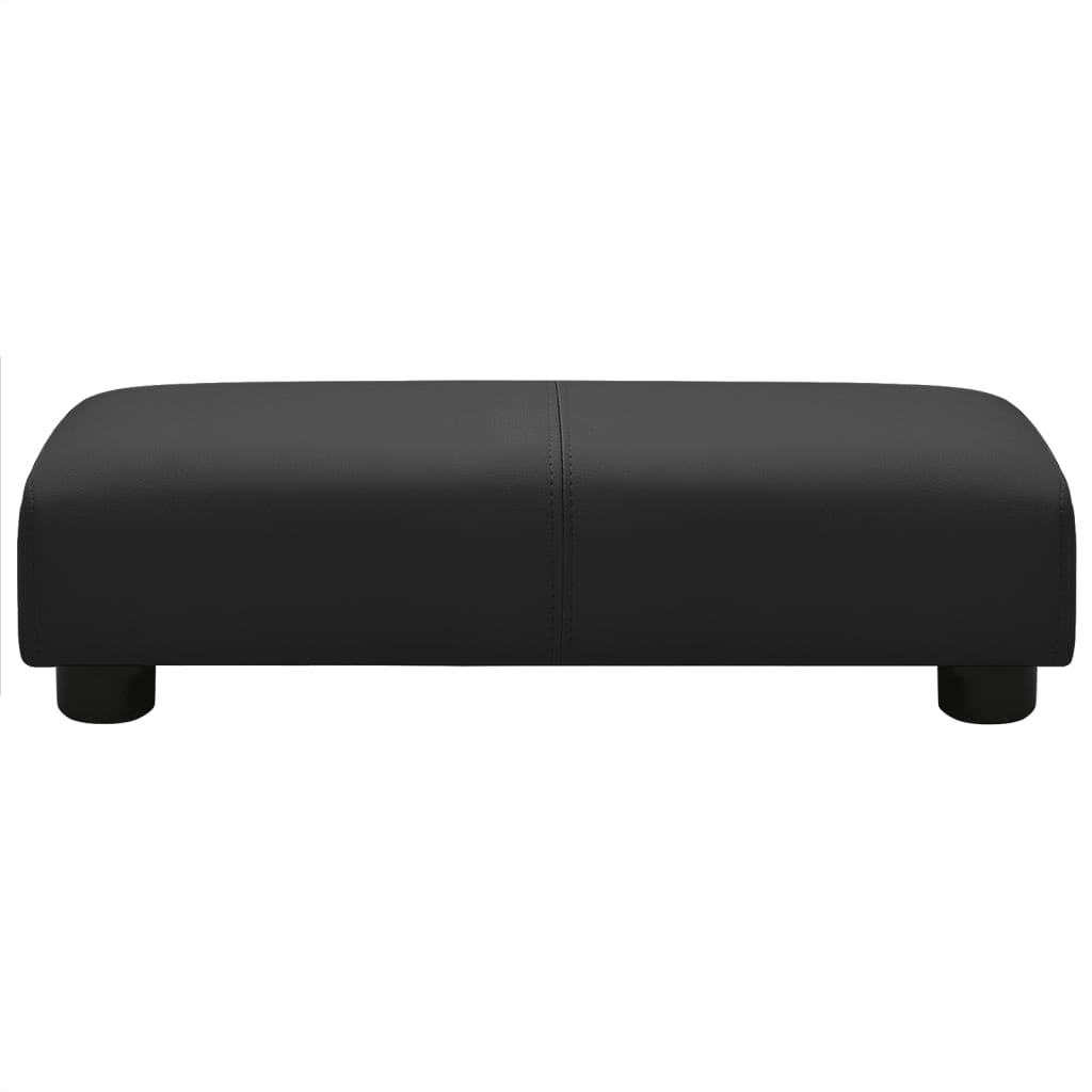 Kindersofa mit Hocker Schwarz Kunstleder