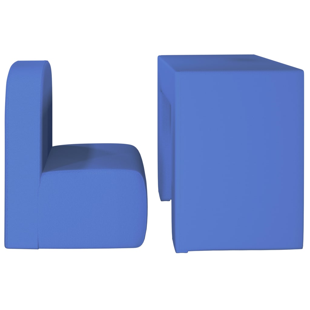 2-in-1 Kindersofa Blau Kunstleder