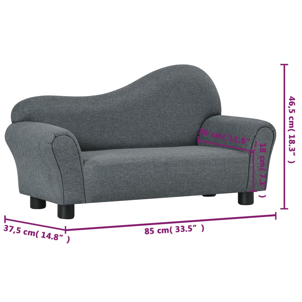 Kindersofa Grau Stoff