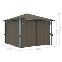 Thumbnail for Pavillon mit Vorhang 300x300 cm Taupe Aluminium