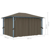 Thumbnail for Pavillon mit Vorhang 400x300 cm Taupe Aluminium