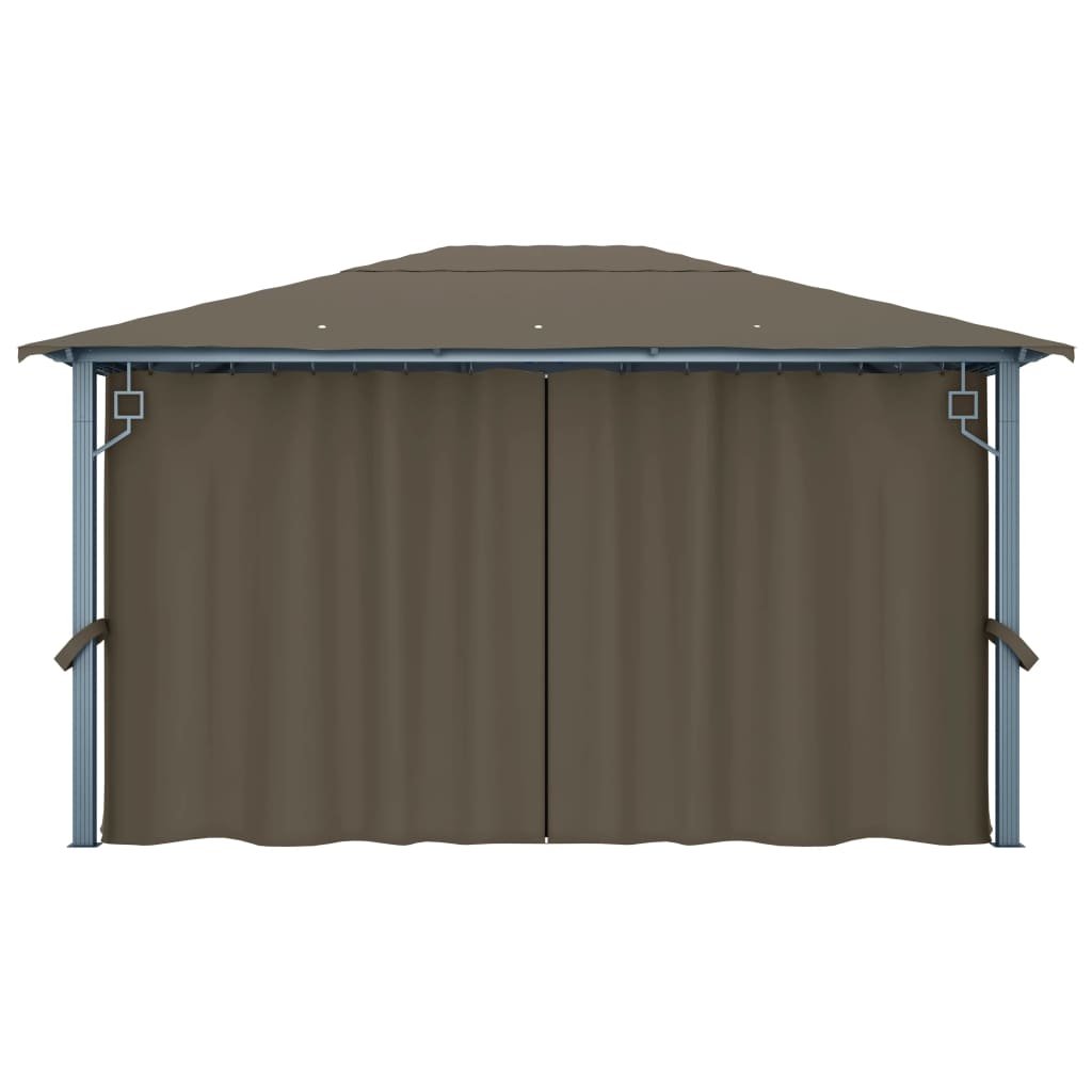 Pavillon mit Vorhang 400x300 cm Taupe Aluminium
