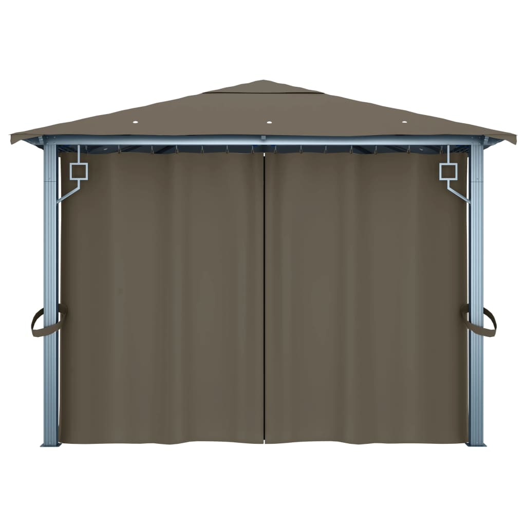 Pavillon mit Vorhang 400x300 cm Taupe Aluminium