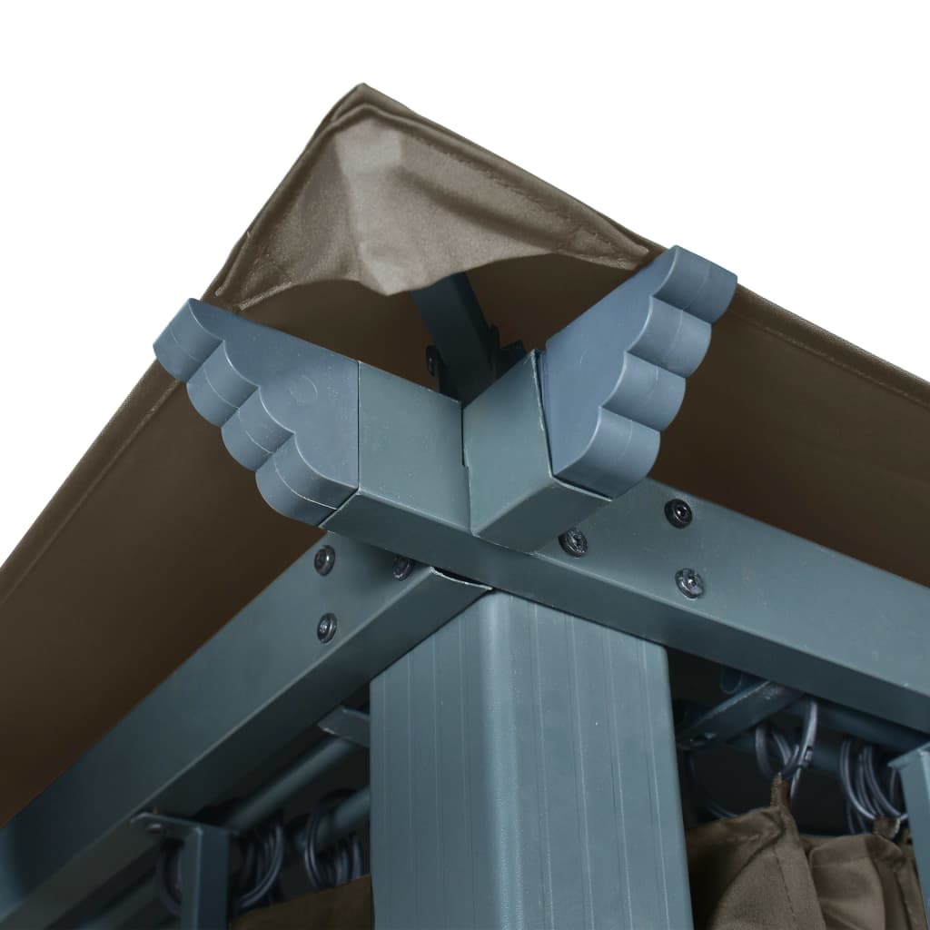 Pavillon mit Vorhang 400x300 cm Taupe Aluminium