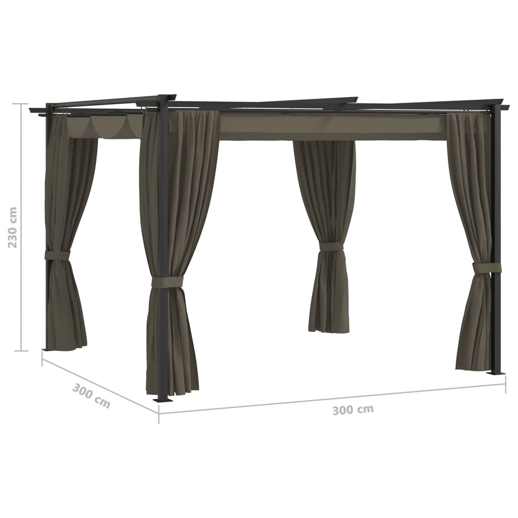 Pavillon mit Vorhängen 3x3 m Taupe Stahl