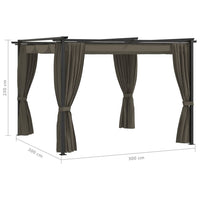 Thumbnail for Pavillon mit Vorhängen 3x3 m Taupe Stahl