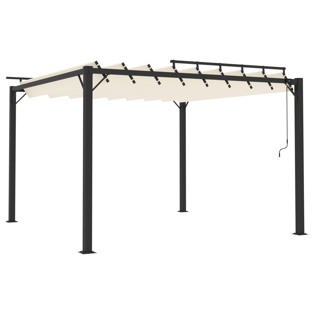 Pavillon mit Lamellendach 3x3 m Creme Stoff und Aluminium
