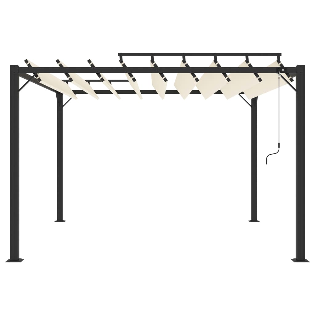 Pavillon mit Lamellendach 3x3 m Creme Stoff und Aluminium