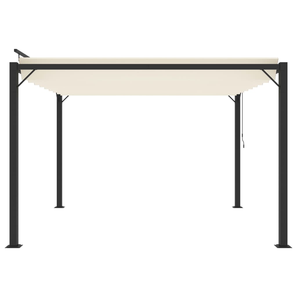 Pavillon mit Lamellendach 3x3 m Creme Stoff und Aluminium