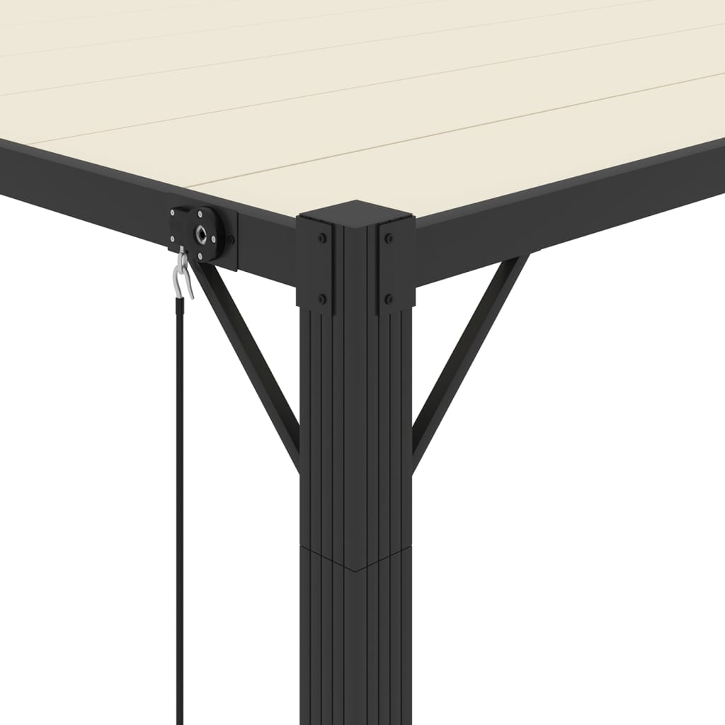 Pavillon mit Lamellendach 3x3 m Creme Stoff und Aluminium