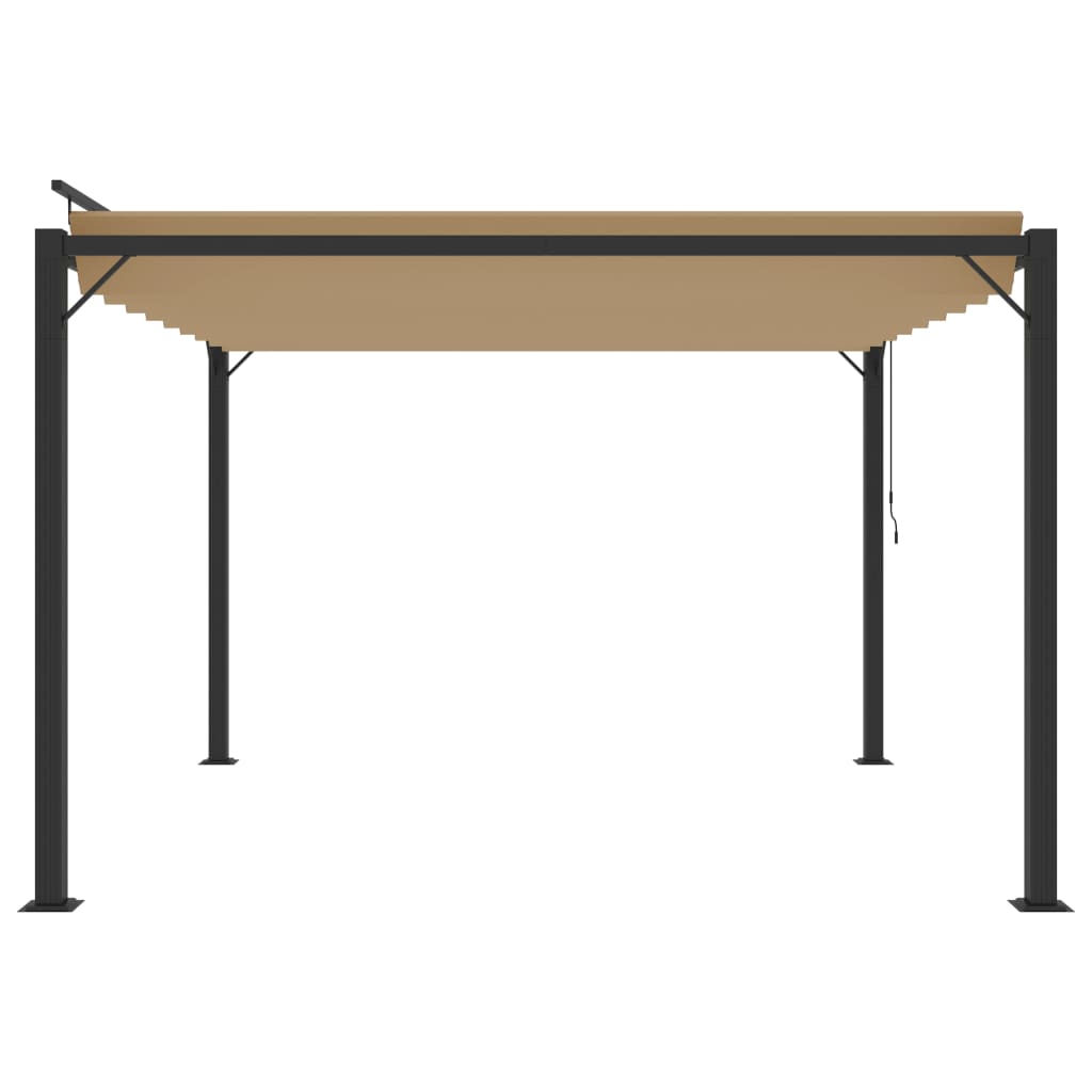 Pavillon mit Lamellendach 3x3 m Taupe Stoff und Aluminium
