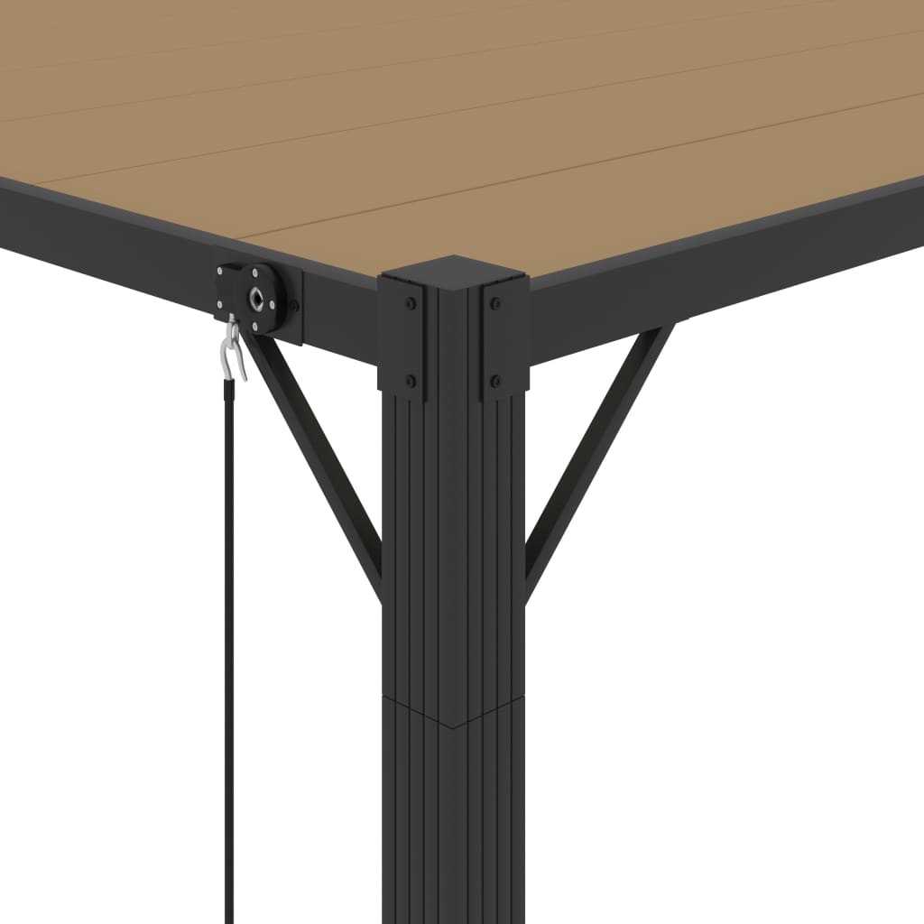 Pavillon mit Lamellendach 3x3 m Taupe Stoff und Aluminium
