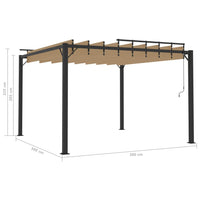 Thumbnail for Pavillon mit Lamellendach 3x3 m Taupe Stoff und Aluminium