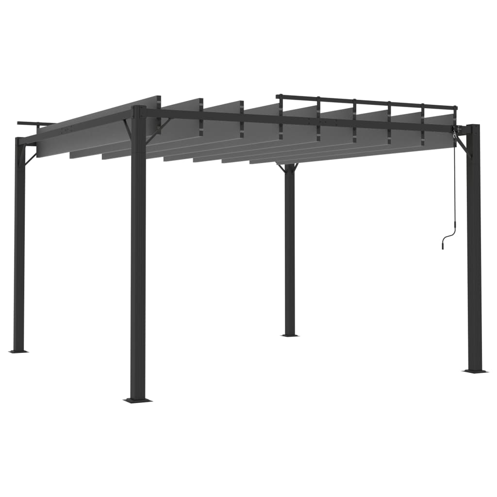 Pavillon mit Lamellendach 3x3 m Anthrazit Stoff und Aluminium