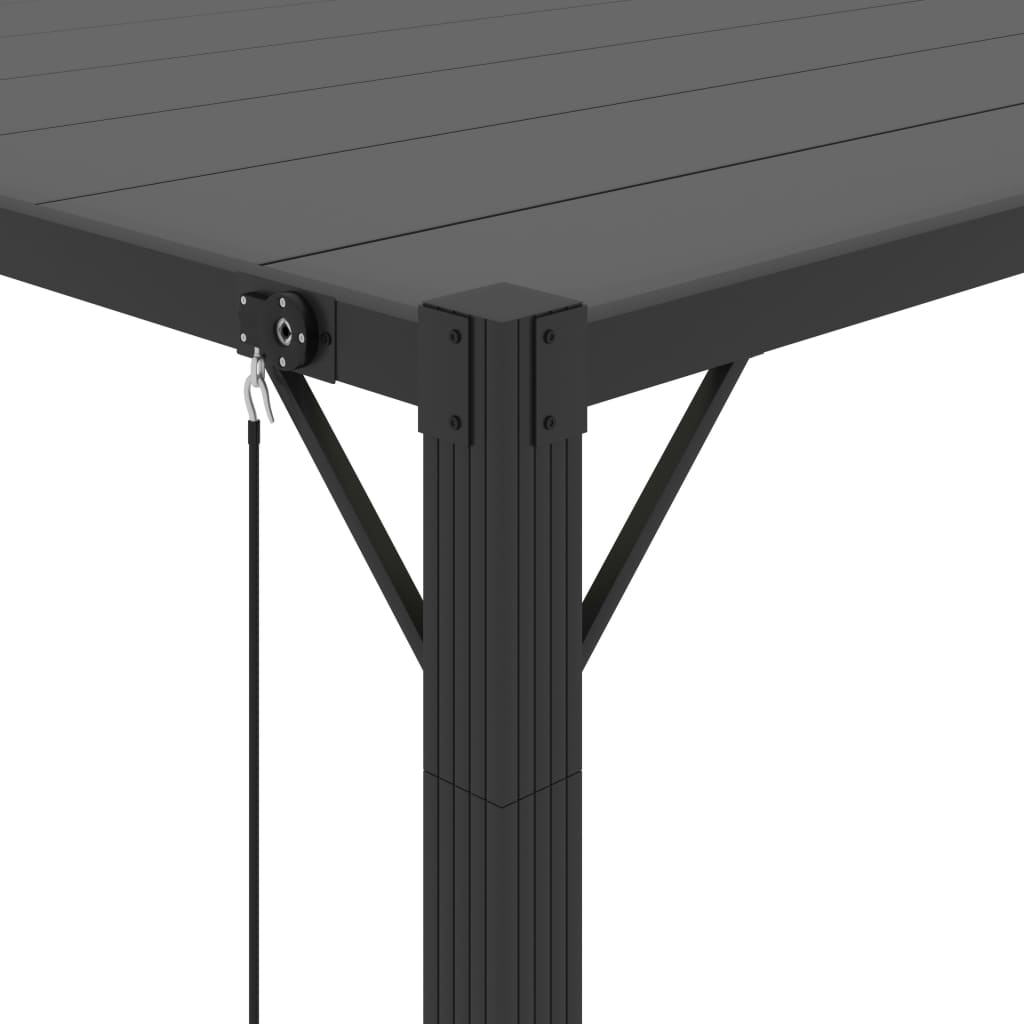 Pavillon mit Lamellendach 3x3 m Anthrazit Stoff und Aluminium