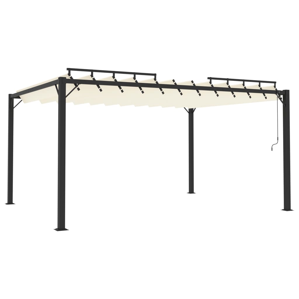 Pavillon mit Lamellendach 3x4 m Creme Stoff und Aluminium