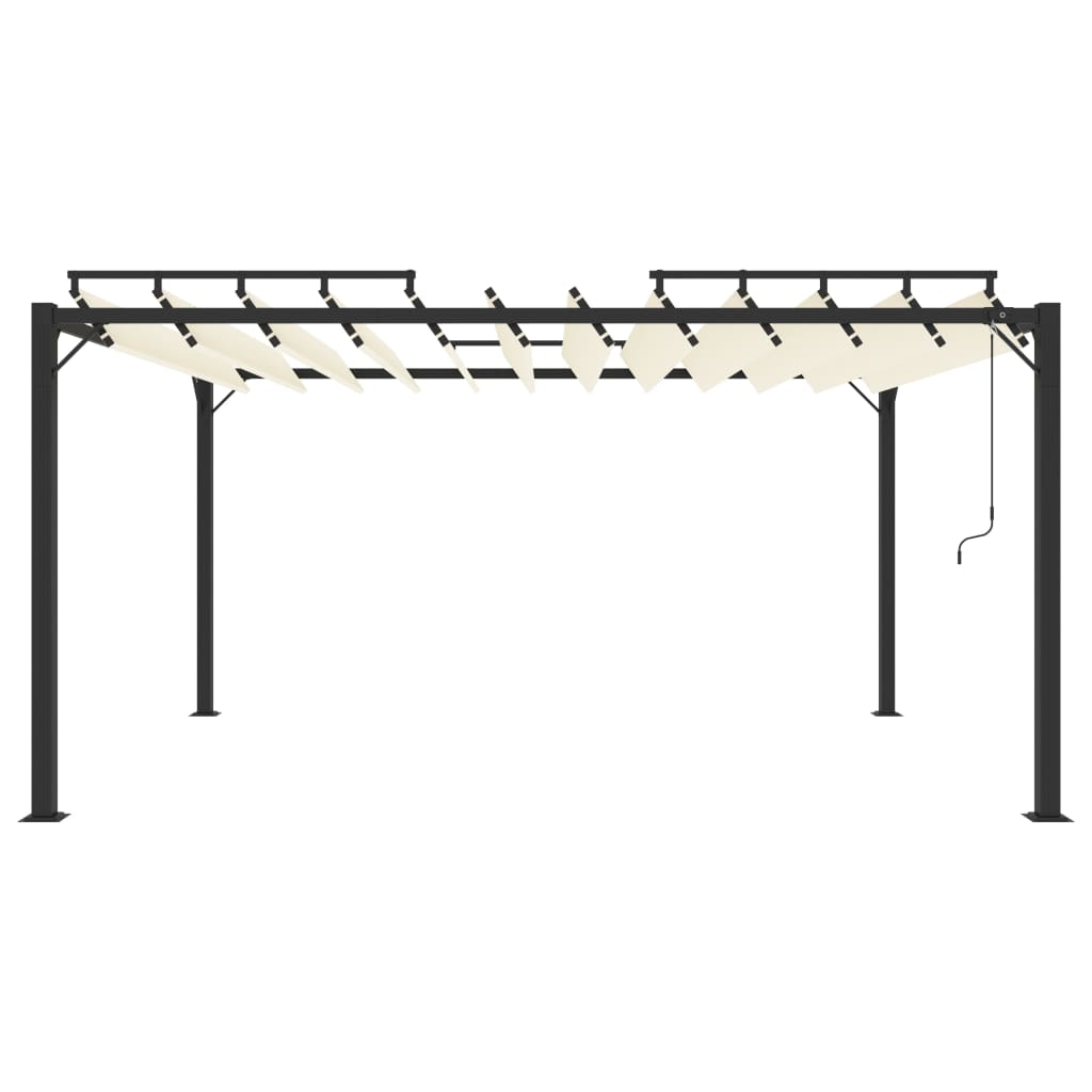 Pavillon mit Lamellendach 3x4 m Creme Stoff und Aluminium
