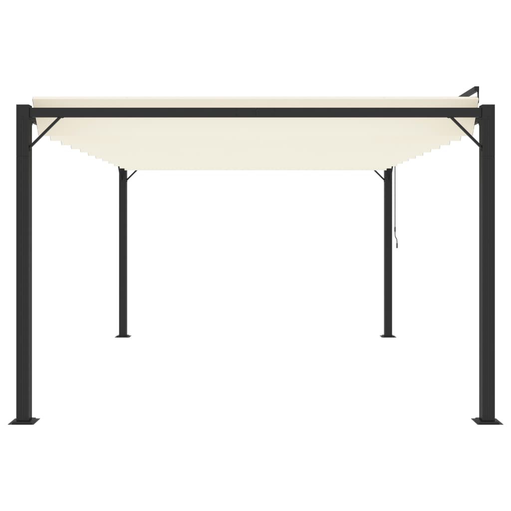 Pavillon mit Lamellendach 3x4 m Creme Stoff und Aluminium