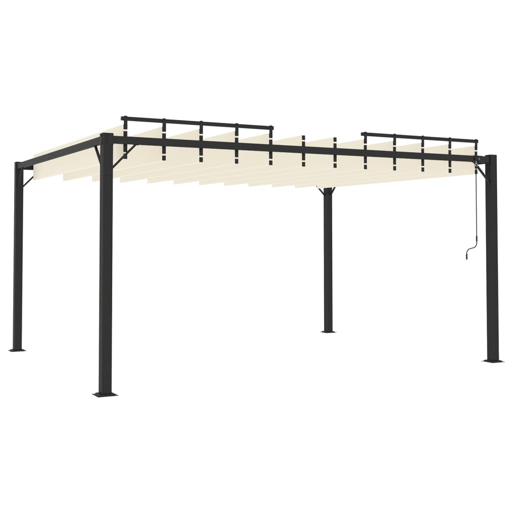 Pavillon mit Lamellendach 3x4 m Creme Stoff und Aluminium