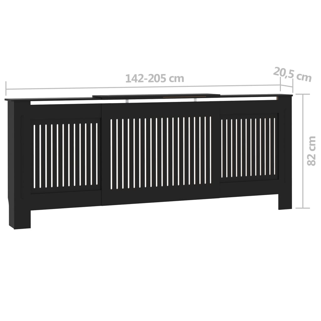 MDF Heizkörperverkleidung Schwarz 205 cm